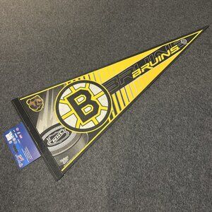 Vtg 90s BOSTON BRUINS WINCRAFT NHL FELT PENNANT - 29-1/2"x12"